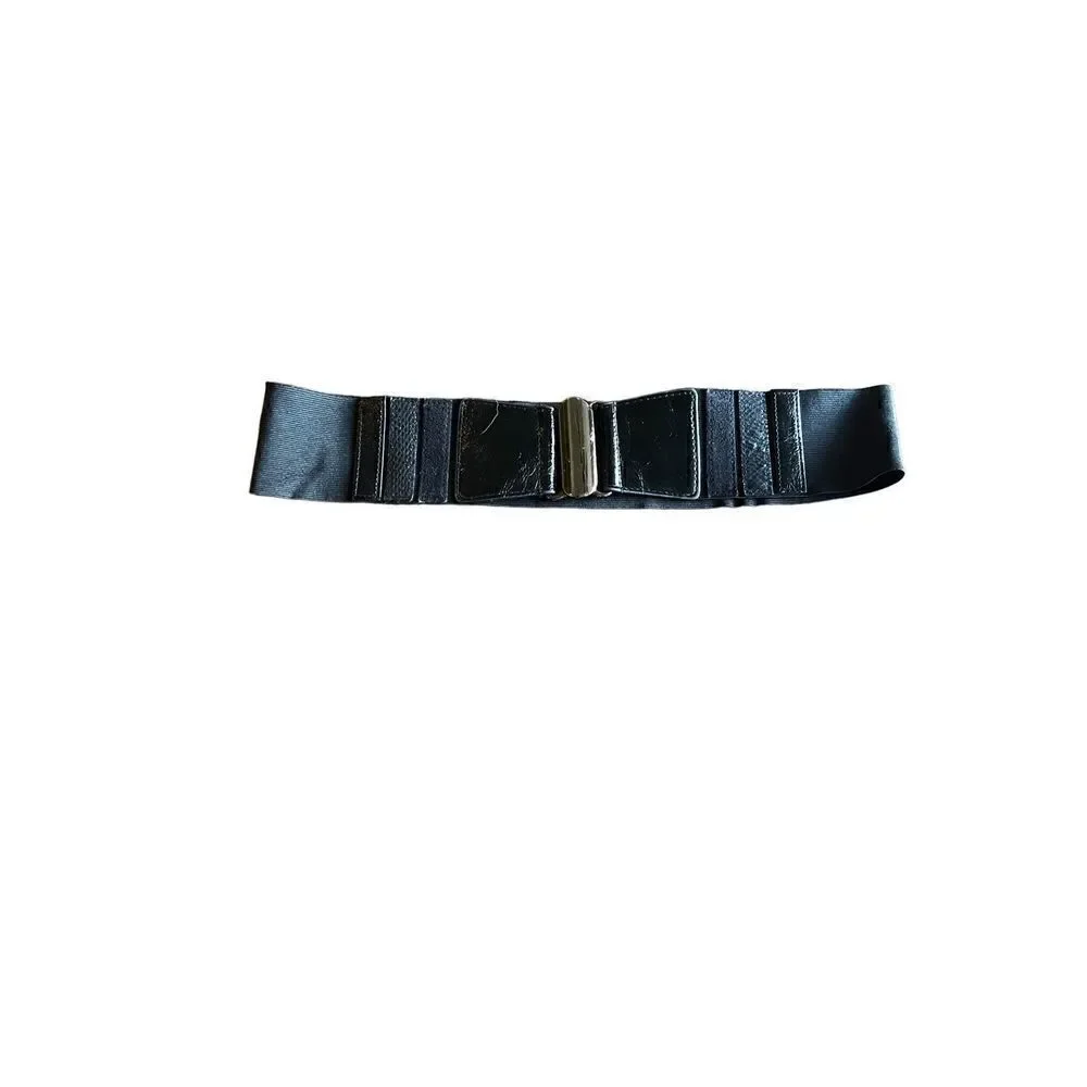 Kohls NWT wide Black stretch belt, elastic waist hook strap size M/L